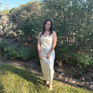 Elegant Cream Satin Slip Dress